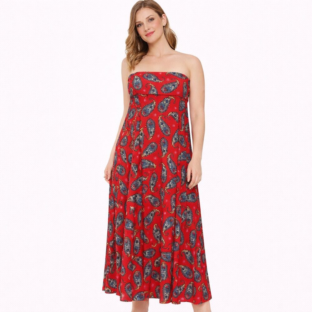 Lularoe summer dress red back out maxi high low Size: L